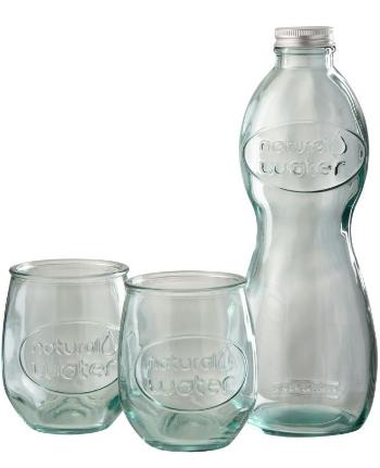 Transparentní skleněná láhev a 2skleničky Natural - Ø 10*26cm 4184