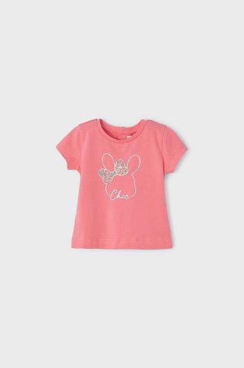 Dětské bavlněné tričko Mayoral růžová barva