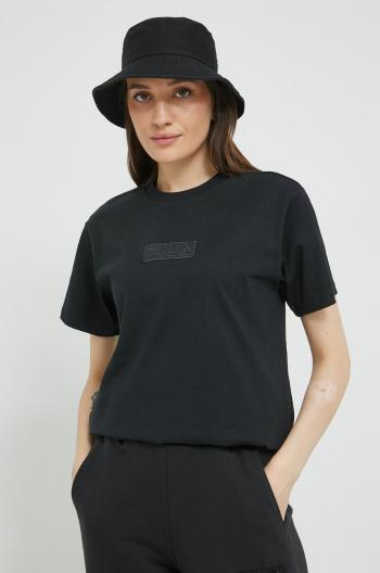 Bavlněné tričko Fila černá barva