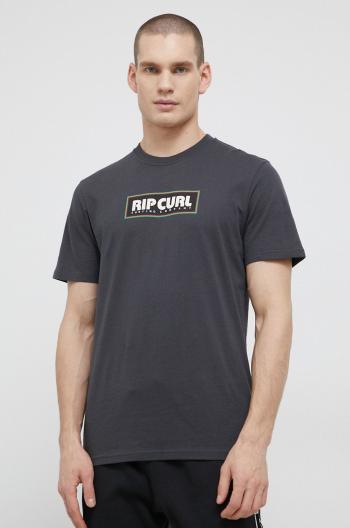Bavlněné tričko Rip Curl šedá barva, s potiskem