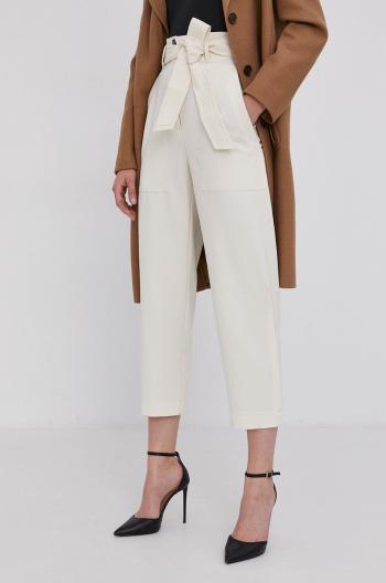Kalhoty Marella dámské, krémová barva, široké, high waist