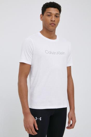 Tréninkové tričko Calvin Klein Performance Ck Essentials bílá barva, s potiskem