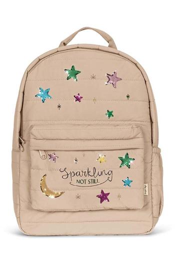 Dětský batoh Konges Sløjd JUNO QUILTED SEQUIN BACKPACK MIDI béžová barva, velký, s aplikací, KS101319