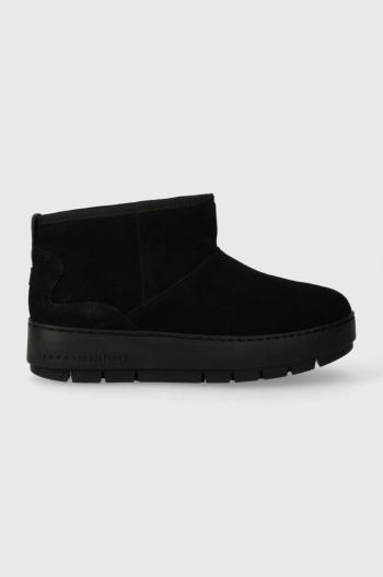 Semišové sněhule Tommy Hilfiger COOL SUEDE SNOWBOOT černá barva, FW0FW07662