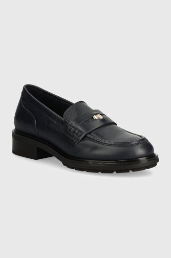 Kožené mokasíny Tommy Hilfiger TH PENNY LOAFER dámské, tmavomodrá barva, na platformě, FW0FW08029