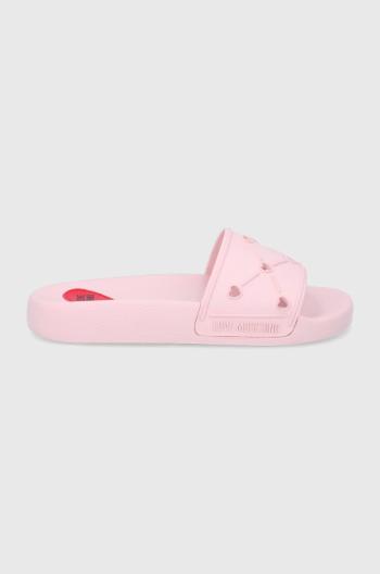 Pantofle Love Moschino dámské, růžová barva
