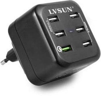 USB nabíječka LVSUN LS-6USQ, nabíjecí proud 12900 mA, černá