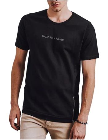 černé pánské tričko s nápisem a zipy vel. XL