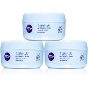 Nivea Baby Soft & Cream hydratační krém na obličej a tělo 3 x 200 ml (výhodné balení) pro děti