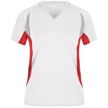 James & Nicholson Dámské funkční tričko s krátkým rukávem JN390 - Bílá / červená | L
