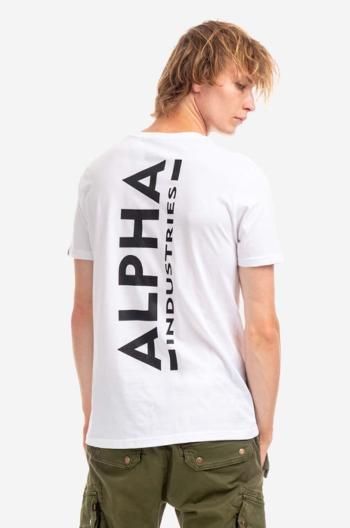 Bavlněné tričko Alpha Industries Backprint T 128507 09 bílá barva, s potiskem, 128507.09-white