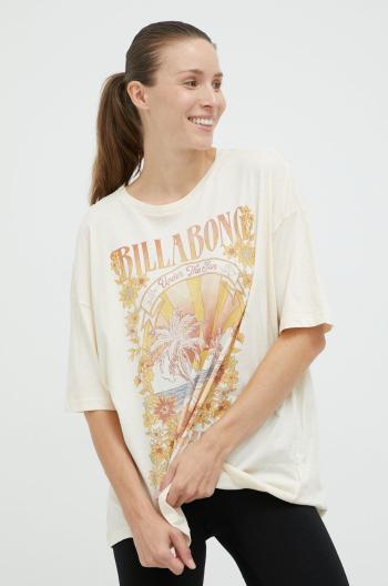 Bavlněné tričko Billabong béžová barva