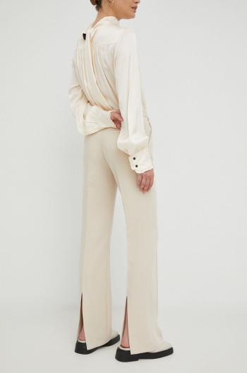 Kalhoty Birgitte Herskind dámské, béžová barva, jednoduché, high waist