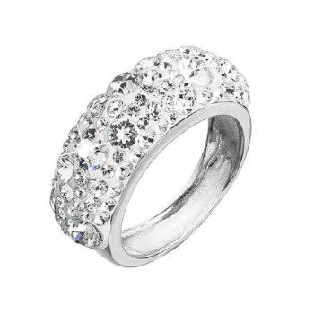 Stříbrný prsten s krystaly Swarovski bílý 35031.1, Bílá, 52