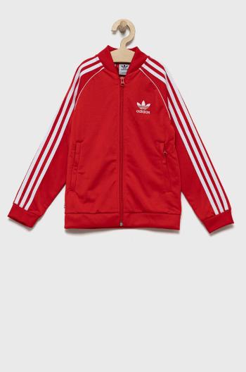 Dětská mikina adidas Originals červená barva, hladká