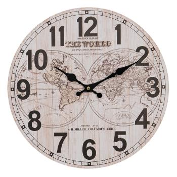 Nástěnné hodiny se zeměkoulemi The World - Ø 34*4 cm / 1*AA 6KL0755