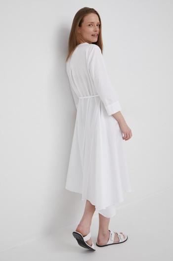 Bavlněné šaty Dkny bílá barva, maxi, áčková