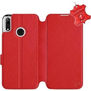 Flip pouzdro na mobil Huawei Y7 2019 - Červené - kožené -   Red Leather (5903226884117)