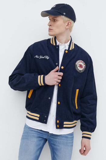 Manšestrová bunda typu bomber Tommy Jeans Archive Games tmavomodrá barva, DM0DM19535