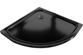 MEXEN/S Flat sprchová vanička čtvrtkruhová slim 80 x 80 cm, černá + černý sifon 41708080B