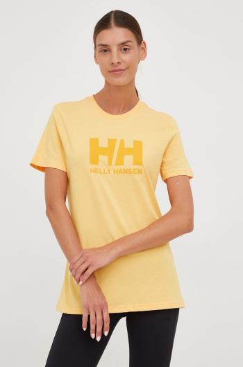 Bavlněné tričko Helly Hansen oranžová barva