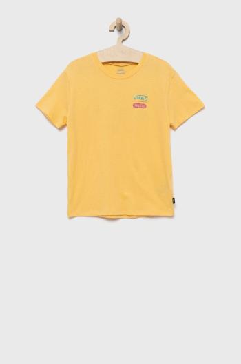 Dětské bavlněné tričko Vans žlutá barva