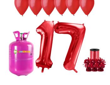 HeliumKing Helium párty set na 17. narozeniny s červenými balónky