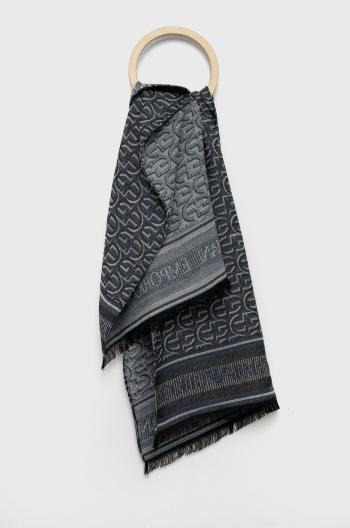 Šátek z vlněné směsi Emporio Armani šedá barva, vzorovaný