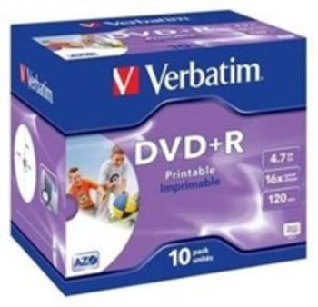 Verbatim DVD+R [ jewel case 10 | 4.7GB | 16x | printable ], 43508