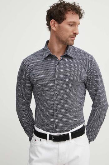 Košile BOSS pánská, černá barva, slim, s límečkem button-down, 50522091