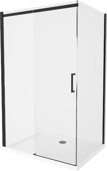MEXEN/S Omega sprchový kout 130x90 cm, transparent, černá + bílá vanička se sifonem, 825-130-090-70-00-4010B