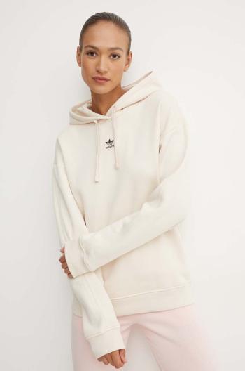 Mikina adidas Originals dámská, béžová barva, s kapucí, hladká, IY9619