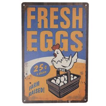 Nástěnná kovová cedule Fresh eggs - 20*30 cm 6Y4102