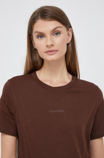 Bavlněné tričko Calvin Klein hnědá barva