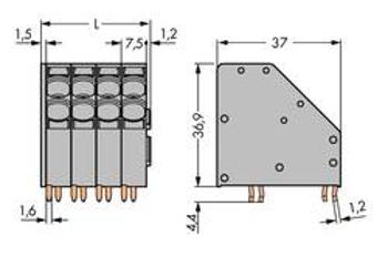 Pružinová svorkovnice WAGO 746-2306, 10.00 mm², Pólů 6, šedá, 20 ks