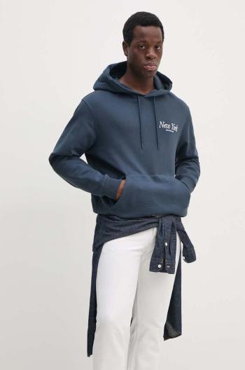 Bavlněná mikina Calvin Klein Jeans pánská, tmavomodrá barva, s kapucí, s aplikací, J30J326876