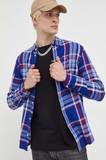 Košile Tommy Jeans tmavomodrá barva, regular, s klasickým límcem