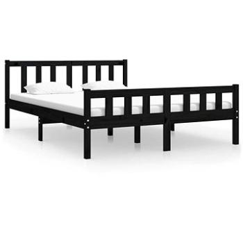 Rám postele černý masivní dřevo 135 × 190 cm Double, 810658 (810658)