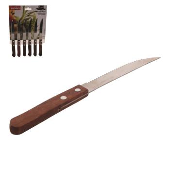 Nůž steakový - nerez/dřevo - 6 ks - ORION