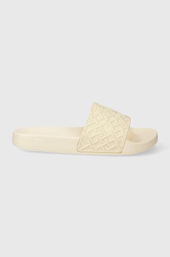 Pantofle Tommy Hilfiger TH MONOGRAM POOL SLIDE dámské, bílá barva, FW0FW06987