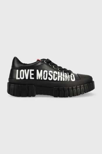 Kožené tenisky Love Moschino dámské, černá barva