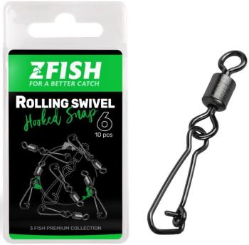 Zfish obratlík s karabinkou rolling swivel a hooked snap 10 ks - velikost 10 nosnost 21 kg