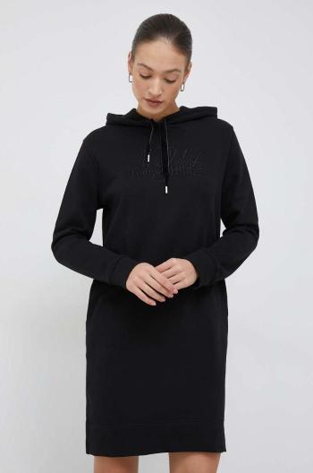 bavlněné šaty Tommy Hilfiger černá barva, midi, oversize