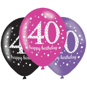 Amscan Latexové balonky 40. narozeniny - růžová party