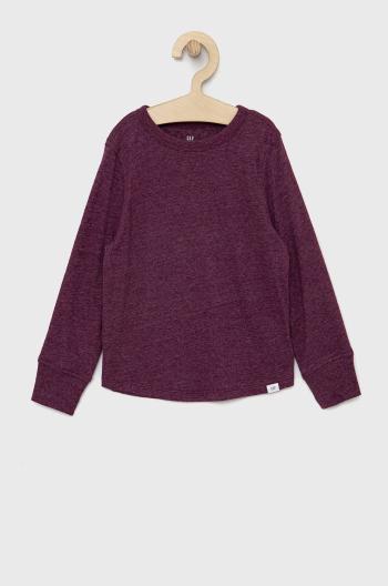 Dětské tričko s dlouhým rukávem GAP fialová barva