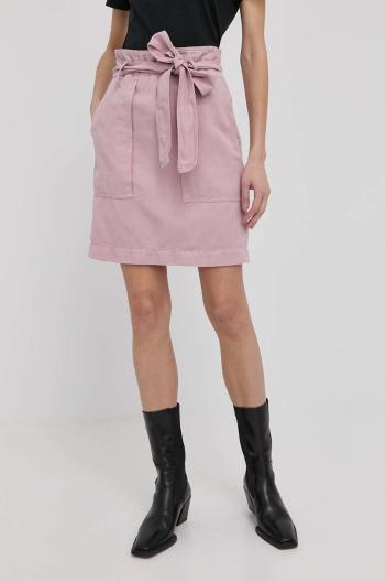 Sukně HUGO růžová barva, mini, jednoduchý