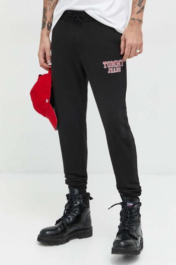 Bavlněné tepláky Tommy Jeans černá barva, s potiskem