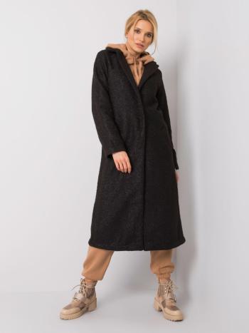 ČERNÝ DLOUHÝ DÁMSKÝ KABÁT TEDDY COAT 217-PL-23335.87BLACK Velikost: M