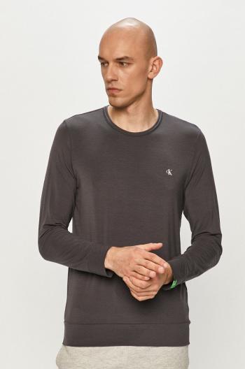 Tričko s dlouhým rukávem Calvin Klein Underwear šedá barva, hladké