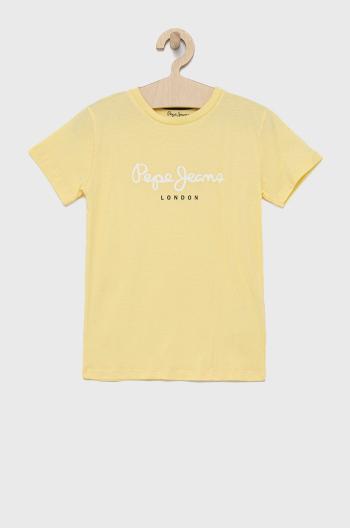 Dětské bavlněné tričko Pepe Jeans žlutá barva, s potiskem